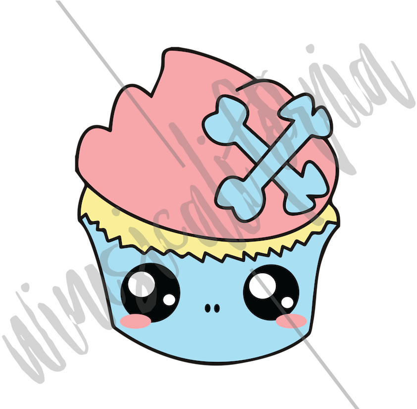 Cupcake Scull Drawn On Ipad Pro With Apple Pencil Clipart (900x824), Png Download