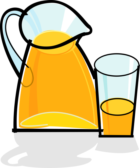 Vector Illustration Of Pitcher Jug Full Of Citrus Orange Clipart (584x700), Png Download