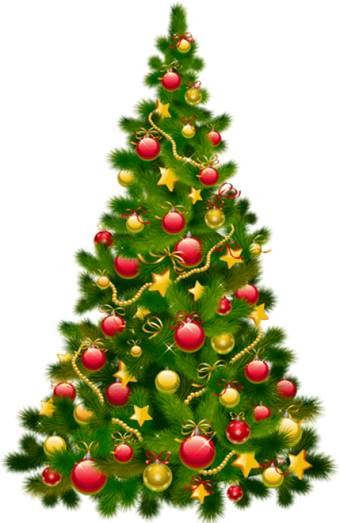 Free Png Large Transparent Christmas Tree With Ornaments Clipart (480x737), Png Download