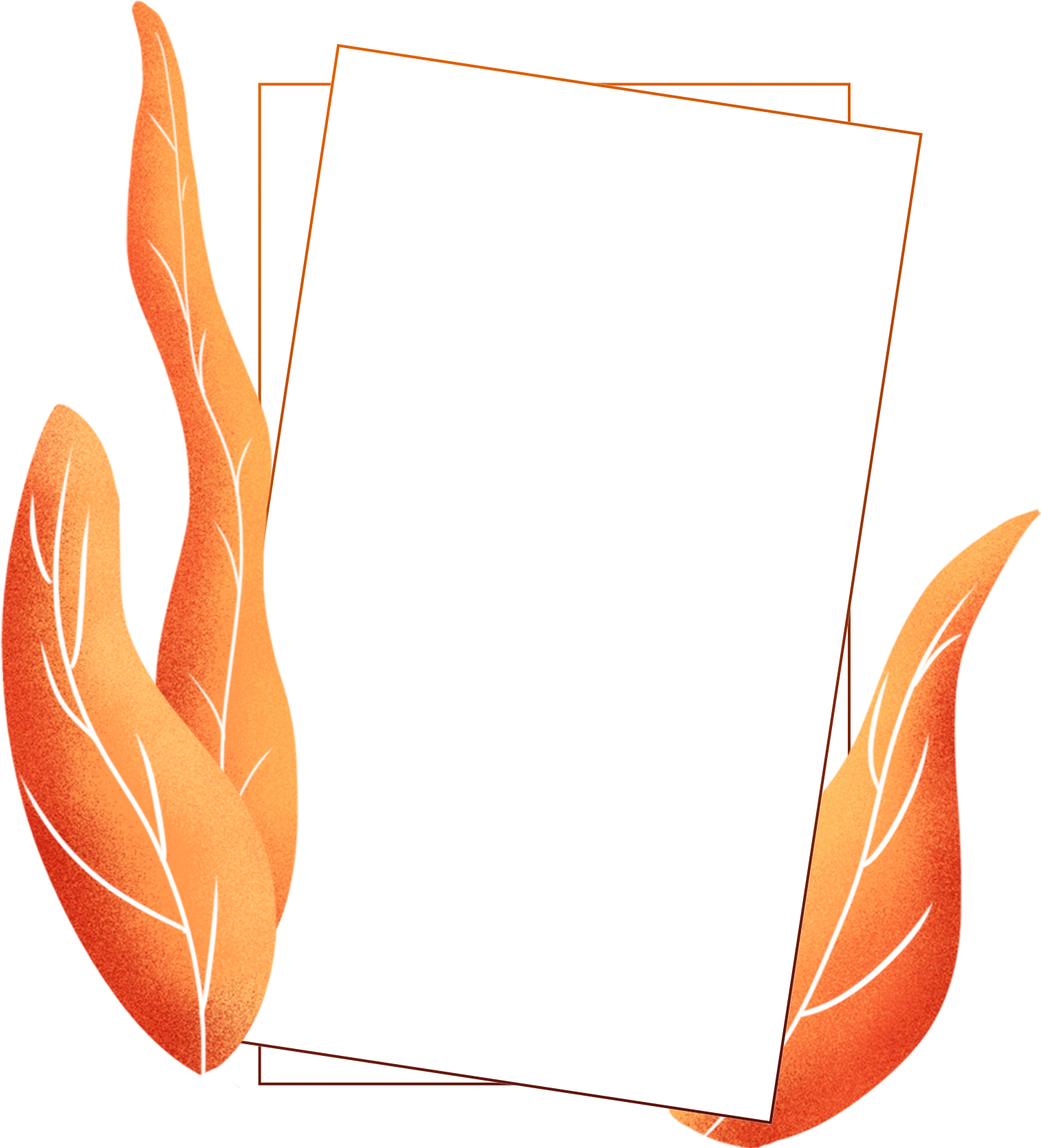 Hand Painted Plants Coral Orange Border Color Png And Clipart (2000x2000), Png Download