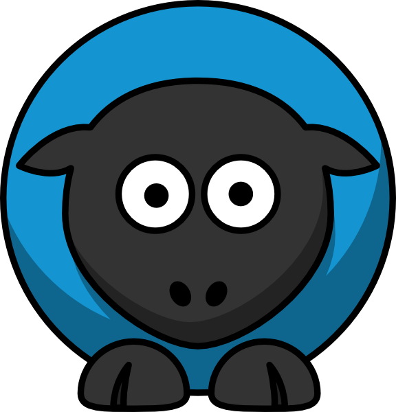 Sheep Blue On Black Clip Art At Clker Com Vector Clip - Png Download (576x600), Png Download