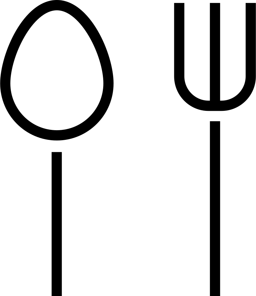 Restaurant Symbol Of A Spoon And A Fork Couple Comments Clipart (846x980), Png Download