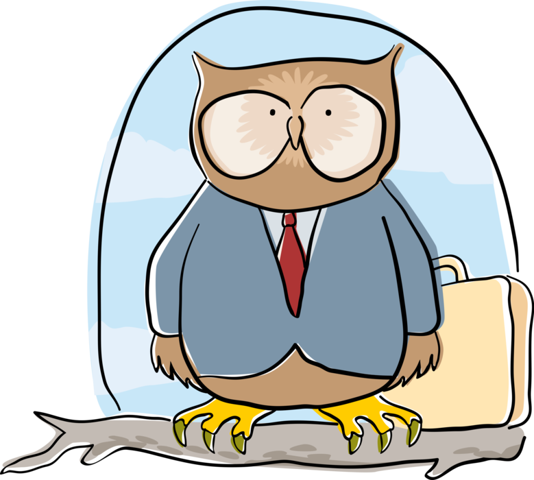 Vector Illustration Of Business Wise Owl Sitting On Clipart (779x700), Png Download