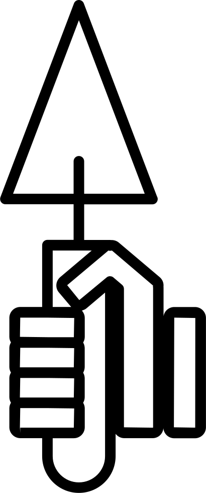 Shovel Of Triangular Shape In A Hand Comments Clipart (410x980), Png Download