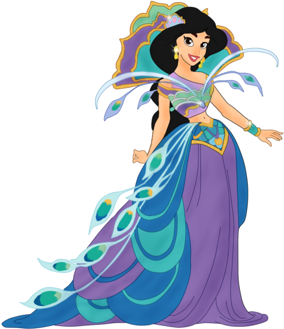 Princess Jasmine The Peacock Princess Clipart (578x669), Png Download