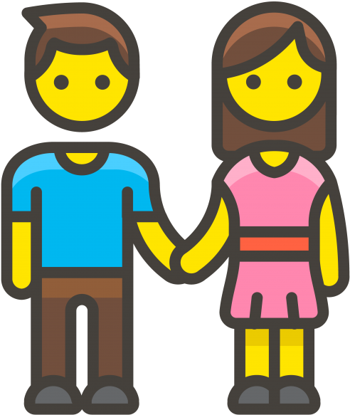 Man And Woman Holding Hands Emoji Clipart (866x650), Png Download