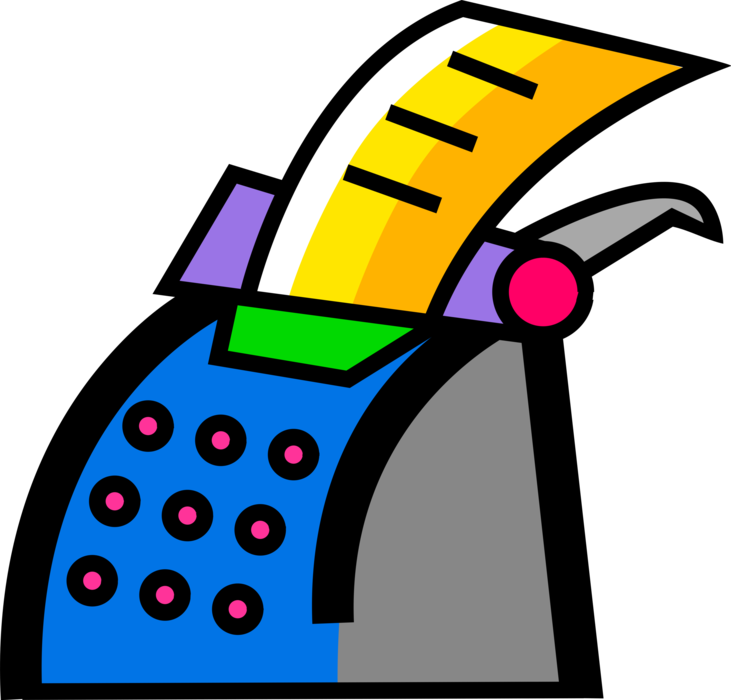 Vector Illustration Of Typewriter Mechanical Machine Clipart (731x700), Png Download