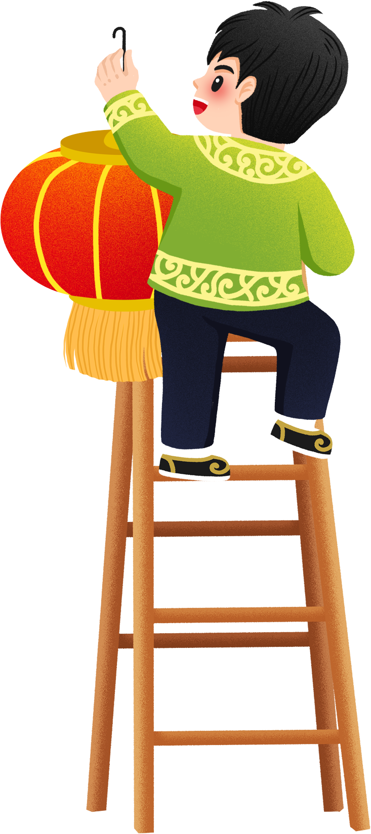 Ladder Hanging Lantern Character New Year Png And Psd Clipart (2000x2000), Png Download