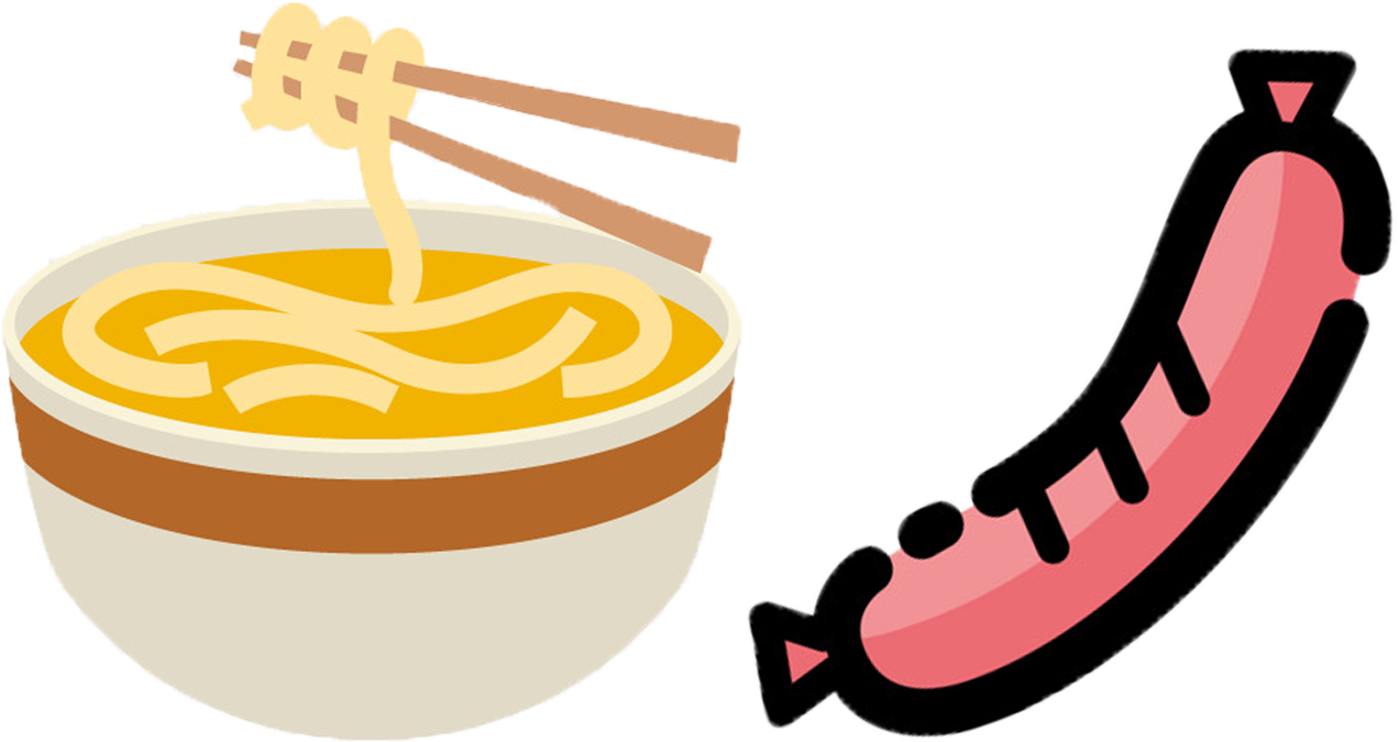 Instant Noodle & Sausage Clipart (1366x768), Png Download