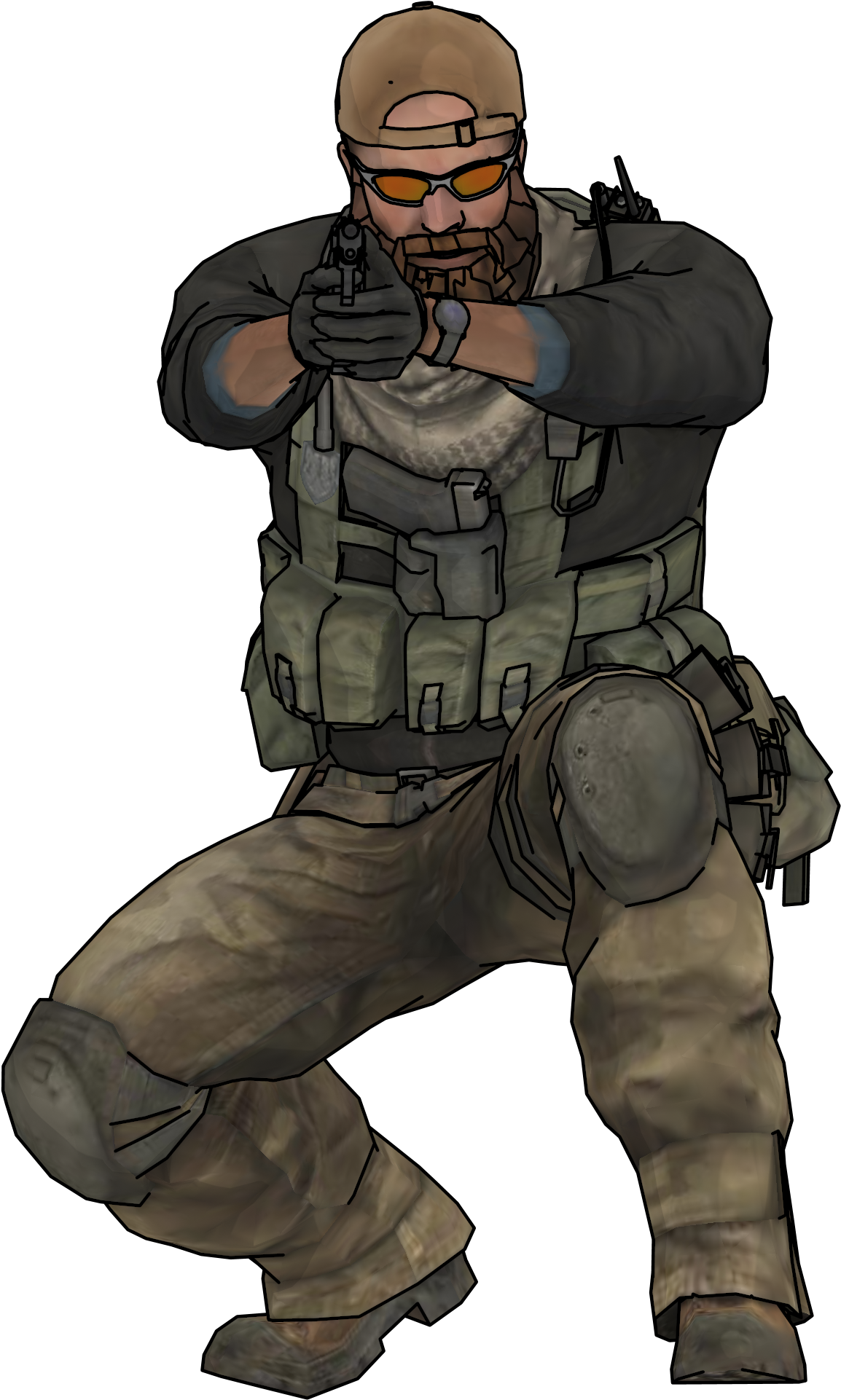 Man Soldier Gun Cartoon Front View Clipart Png Transparent Png (1154x1922), Png Download