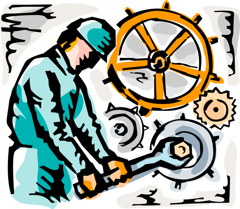 Vector Illustration Of Construction Worker Tightens Clipart (804x700), Png Download