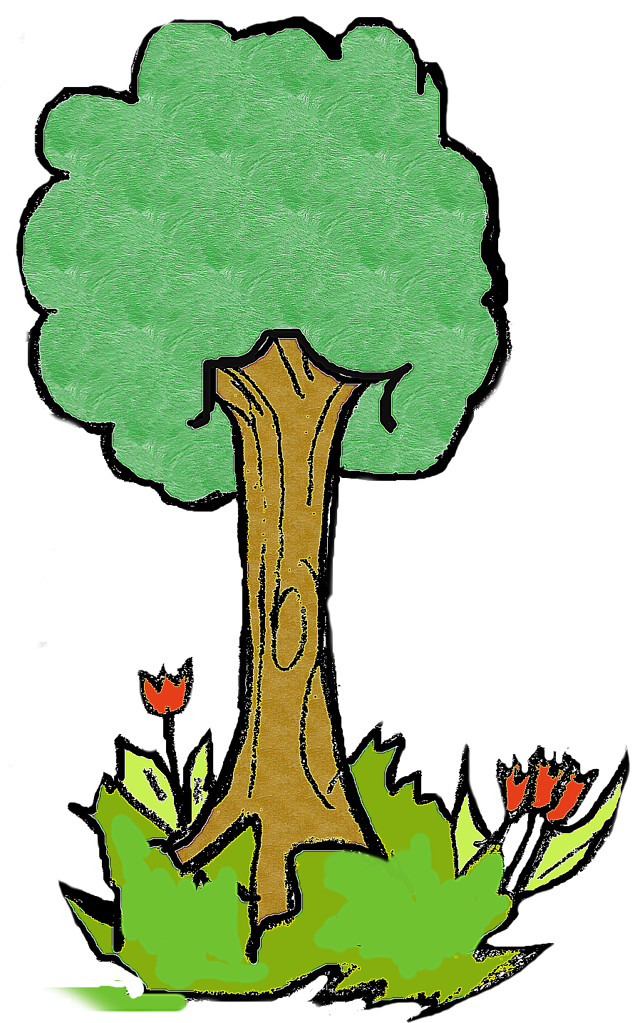 Tree In Spring Stamp Clipart (891x1434), Png Download