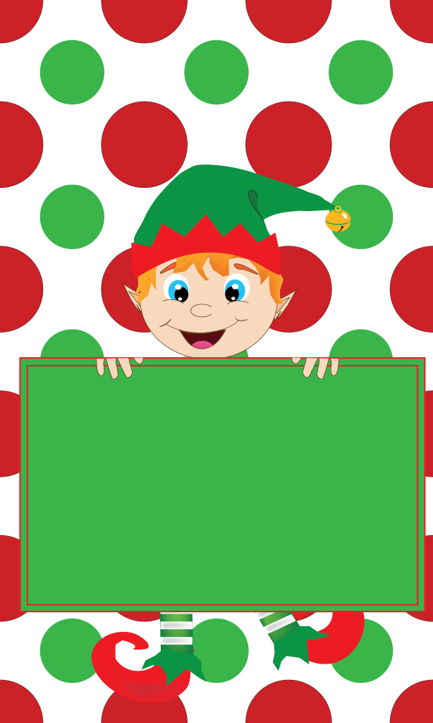 Elf Holding Sign-01 Clipart (614x1024), Png Download