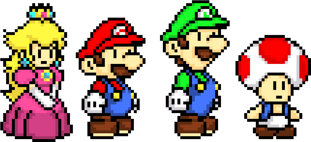 Peach, Mario, Luigi And Toad Clipart (1071x491), Png Download