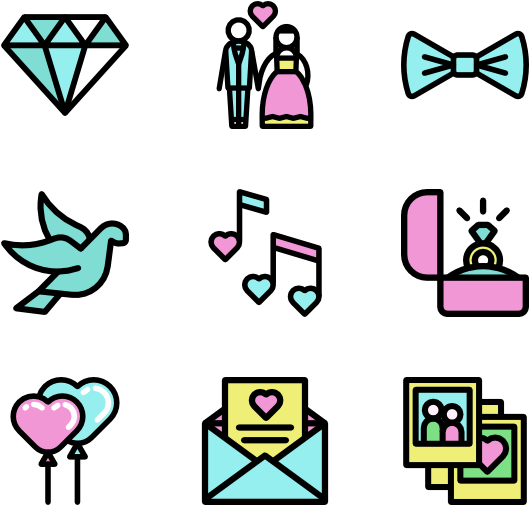 Linear Color Love Set Clipart (600x564), Png Download