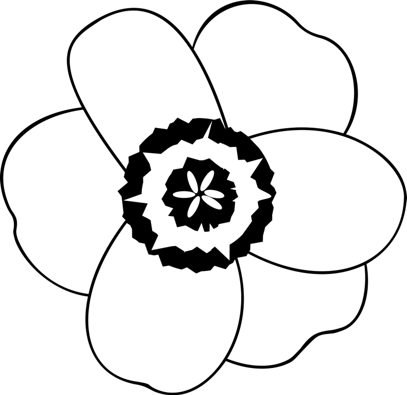 Cute Flower Outline Rubber Stamp Clipart (800x777), Png Download
