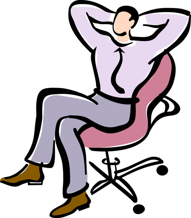 Vector Illustration Of Businessman Relaxing In Office Clipart (615x700), Png Download