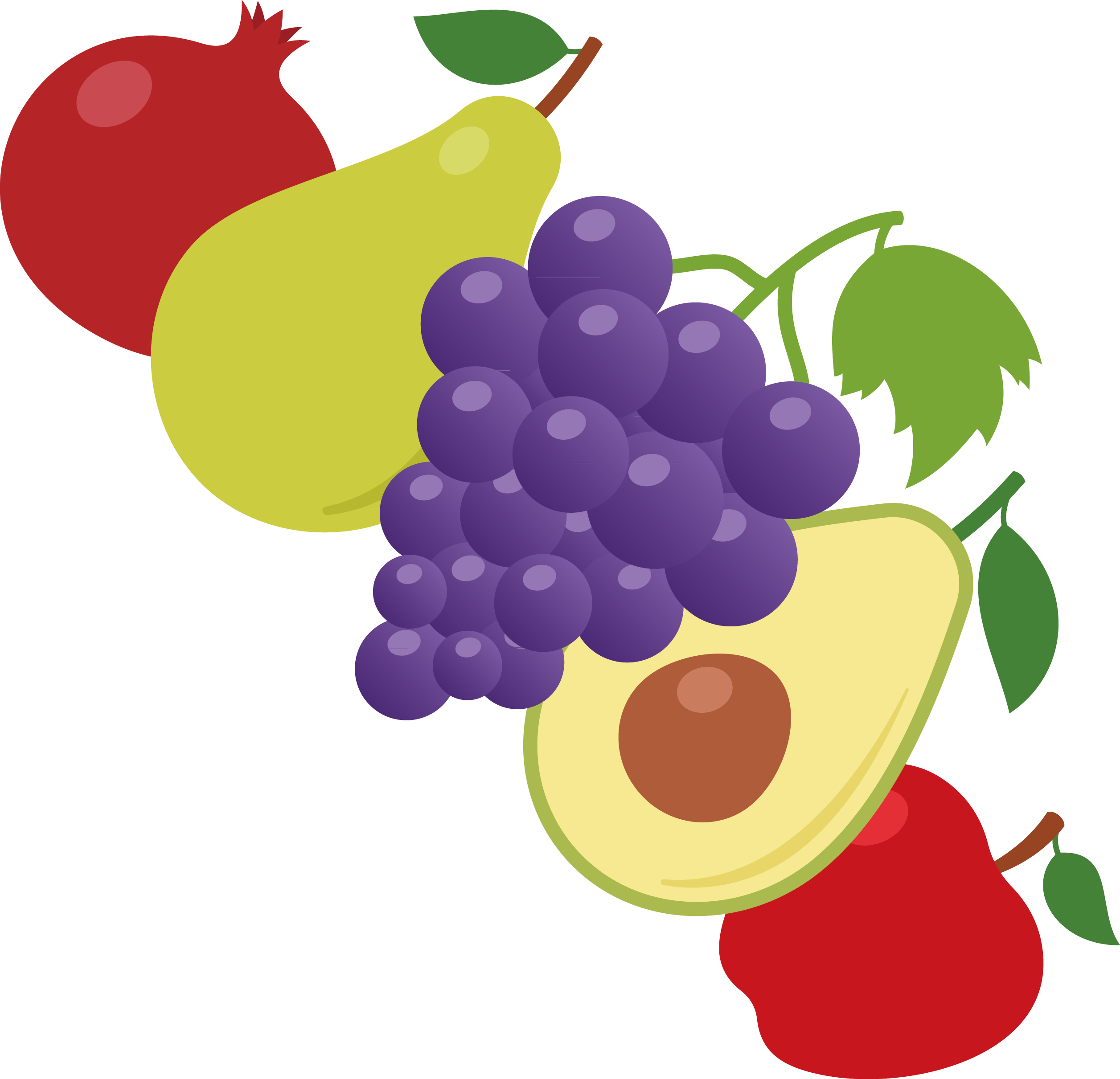 Grapes Clipart Purple Apple - Png Download (2513x2422), Png Download