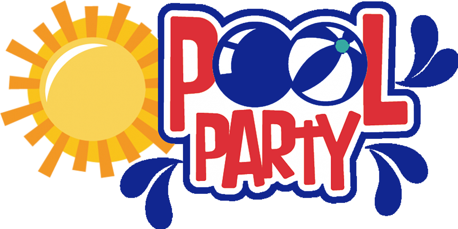 Pool Party Clip Art - Png Download (1600x800), Png Download