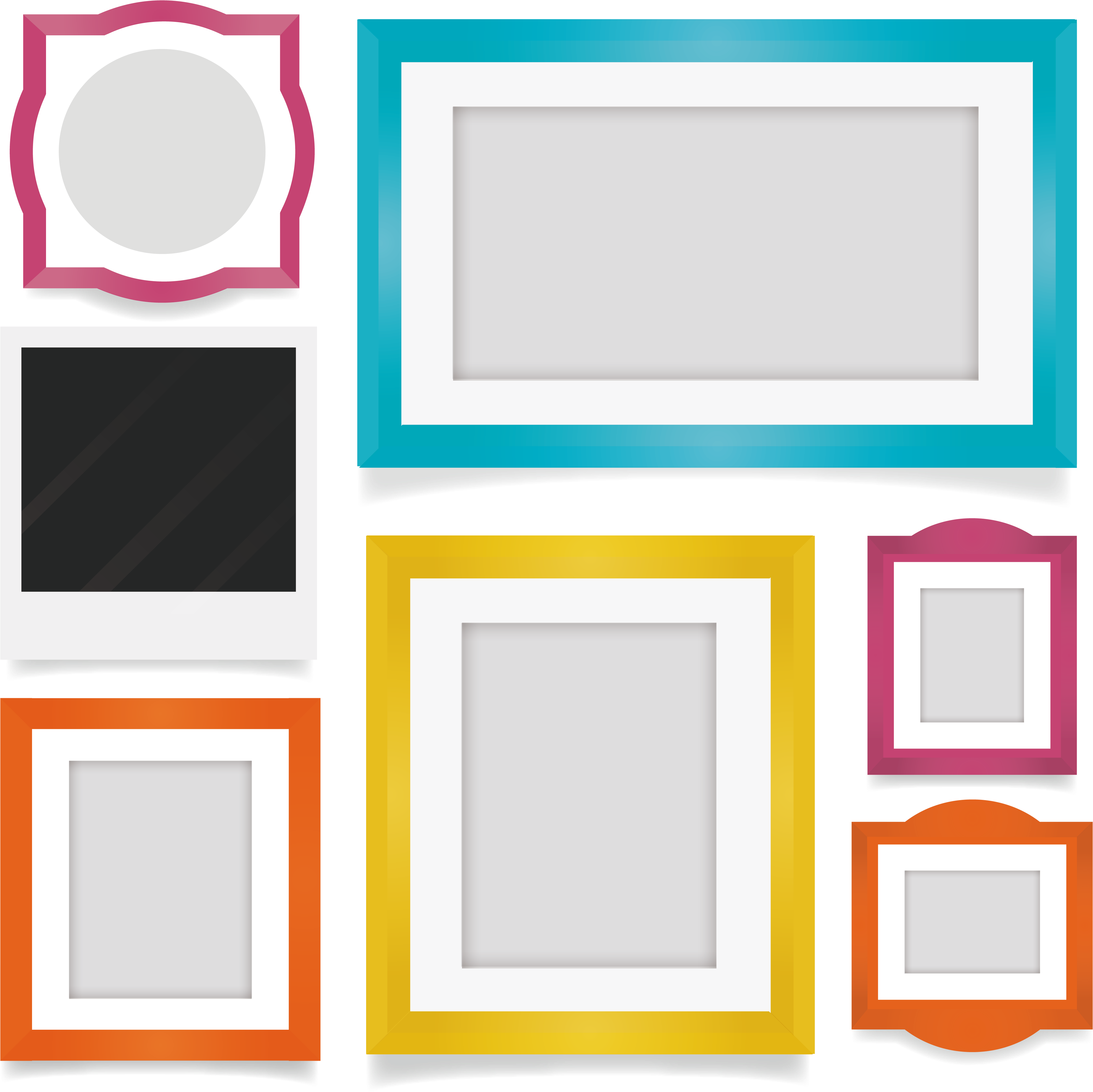 Picture Flat Frame Design Film Exquisite Clipart - Flat Design Picture Frame - Png Download (4586x4315), Png Download