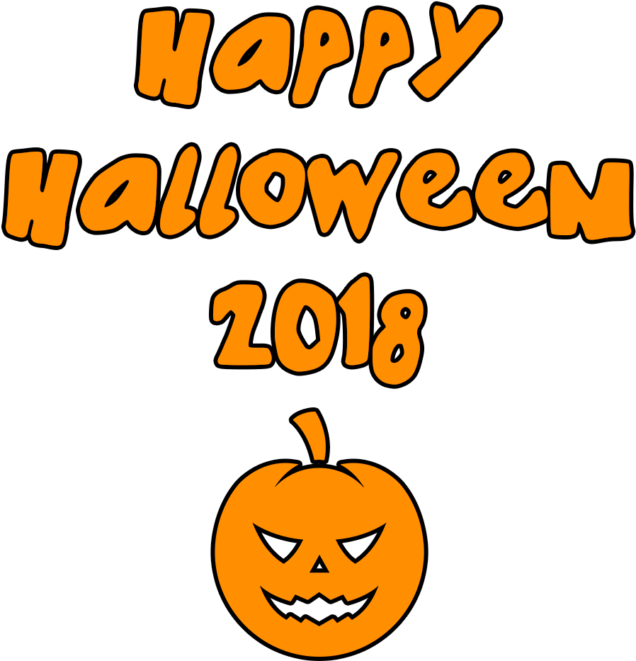 Download Happy Halloween 2018 Round Scary Pumpkin Transparent Clipart (1000x1000), Png Download