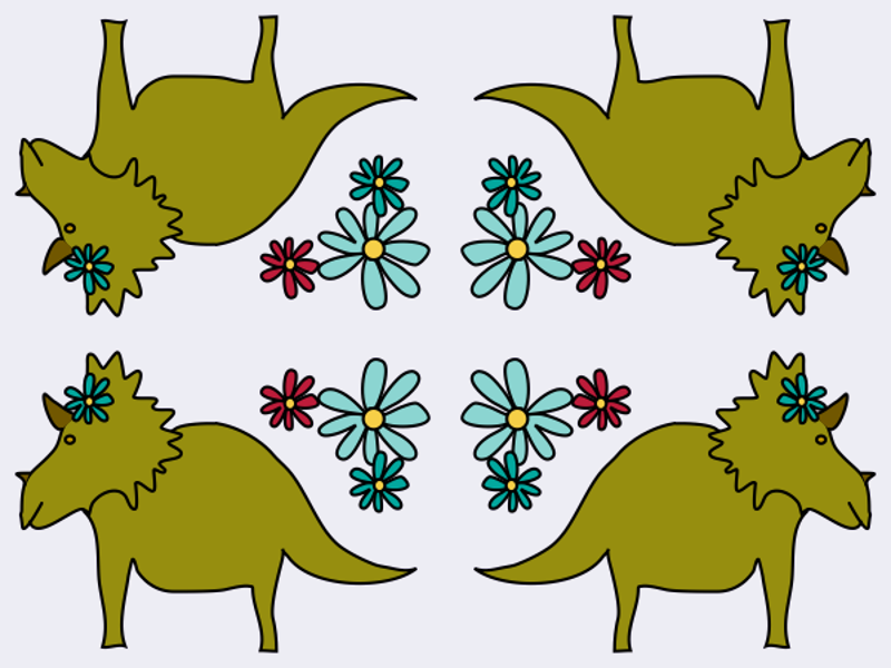 Dinosaurs With Daisies Clipart (800x600), Png Download