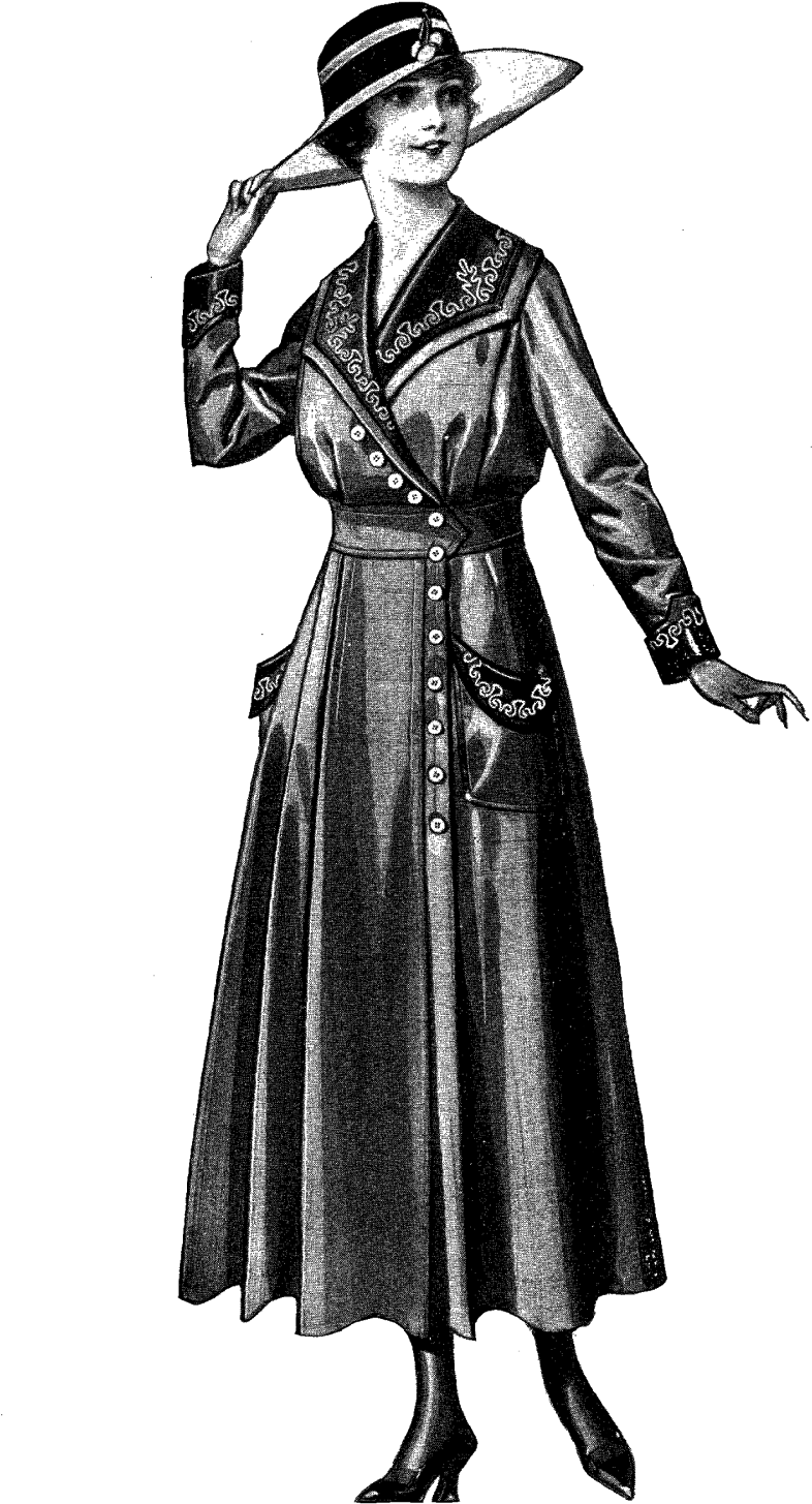 Free Vintage Fashion Digital Image Transfer Of 1915 - Overcoat Clipart (797x1600), Png Download