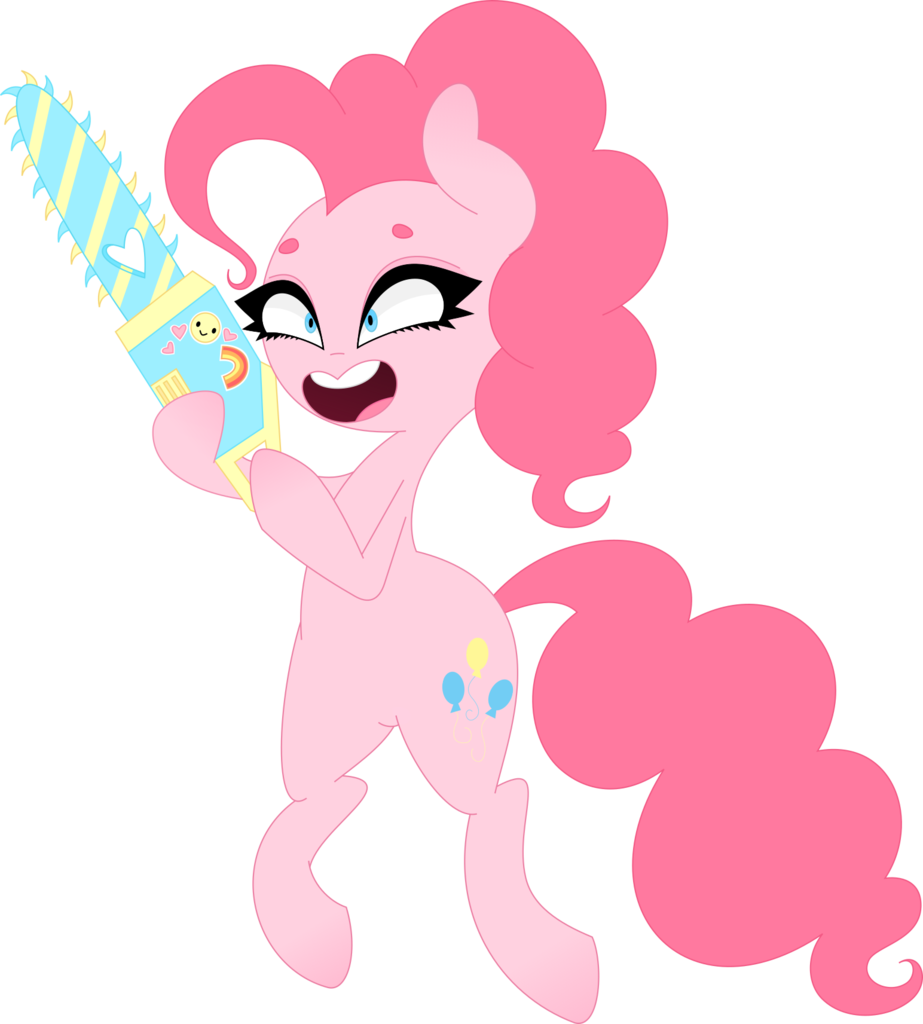 Candy-vanity, Bipedal, Chainsaw, Pinkie Pie, Pony, - Cartoon Clipart (923x1024), Png Download