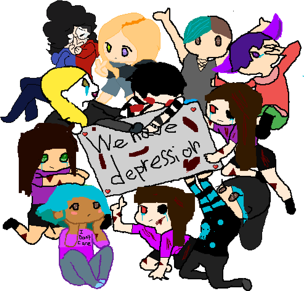 We All Have Depression - Cartoon Clipart (1000x1000), Png Download