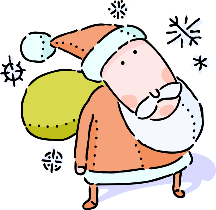 Vector Illustration Of Santa Claus Carries Sack Of Clipart (722x700), Png Download