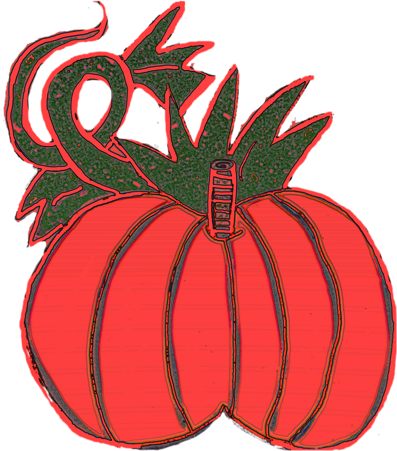 Chubby Pumpkins With Vine To Left And Large Leaf To - Illustration Clipart (1412x1600), Png Download