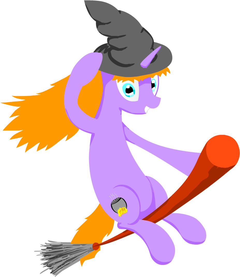 Сладкий, Broom, Flying, Flying Broomstick, Hat, Looking Cartoon