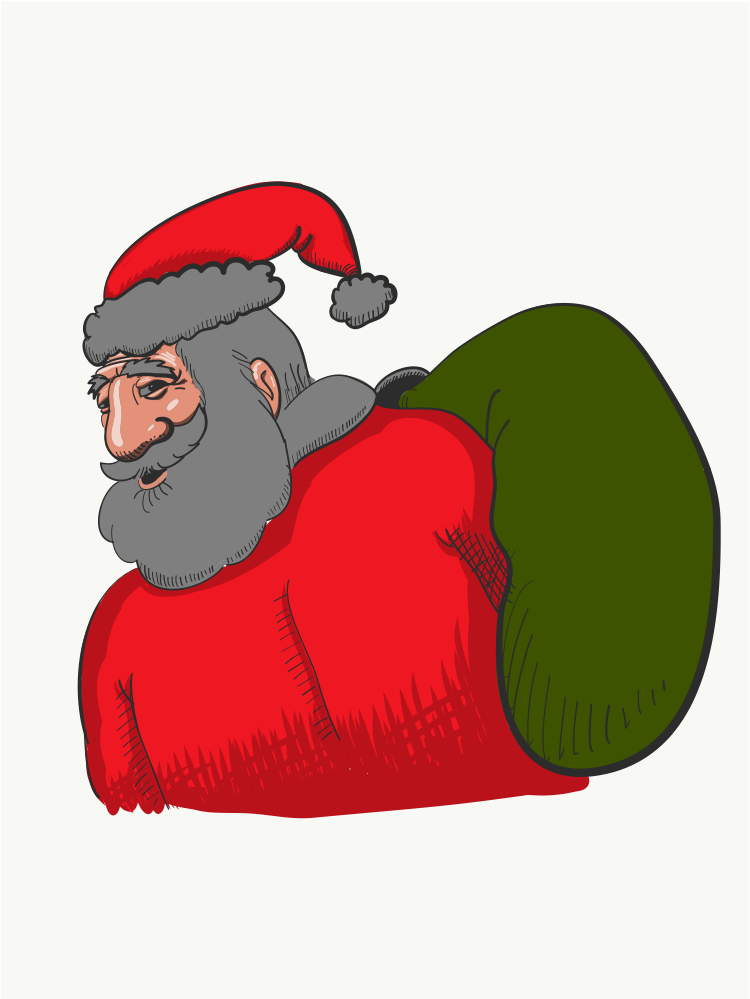 Added Dark Values To Face And Beard - Santa Claus Clipart (1025x1366), Png Download