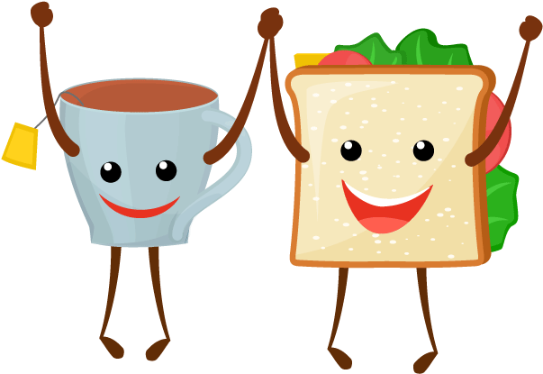 Tea And Sandwich - Cartoon Clipart (618x618), Png Download