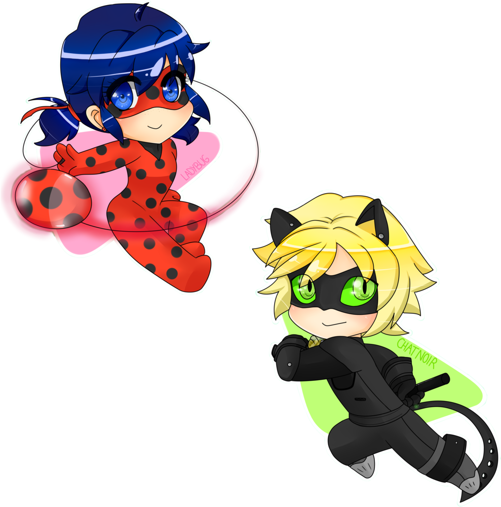 Miraculous Ladybug And Cat Noir Drawings Clipart (1024x1024), Png Download