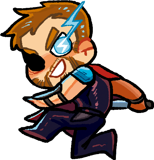 Image Of Infinity War Thor Pin - Cartoon Clipart (590x590), Png Download