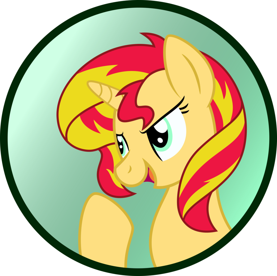 Sunset Shimmer Button By - Cartoon Clipart (895x893), Png Download