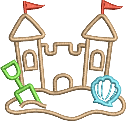 Sand Castle Applique Clipart (600x600), Png Download