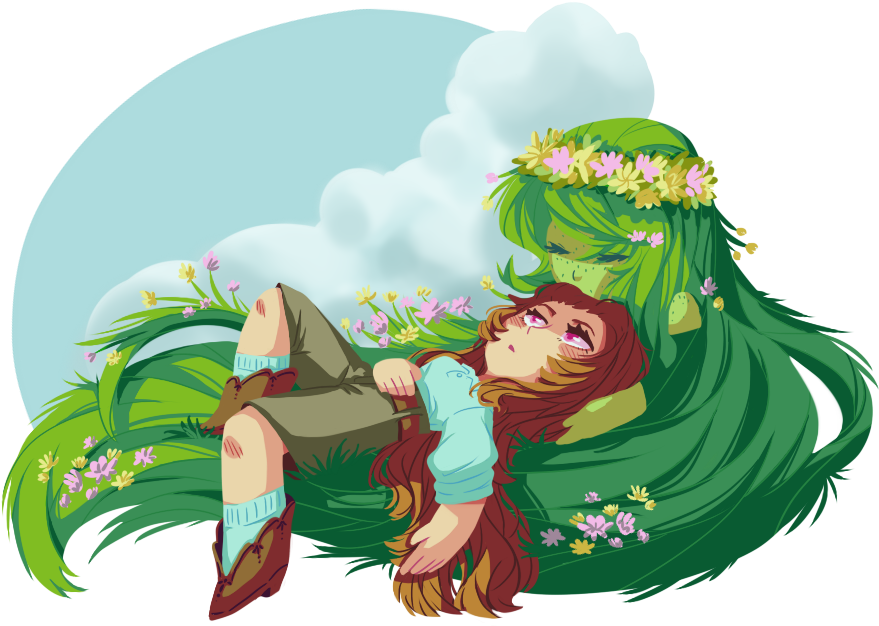 A Girl And A Nymph - Illustration Clipart (1000x800), Png Download