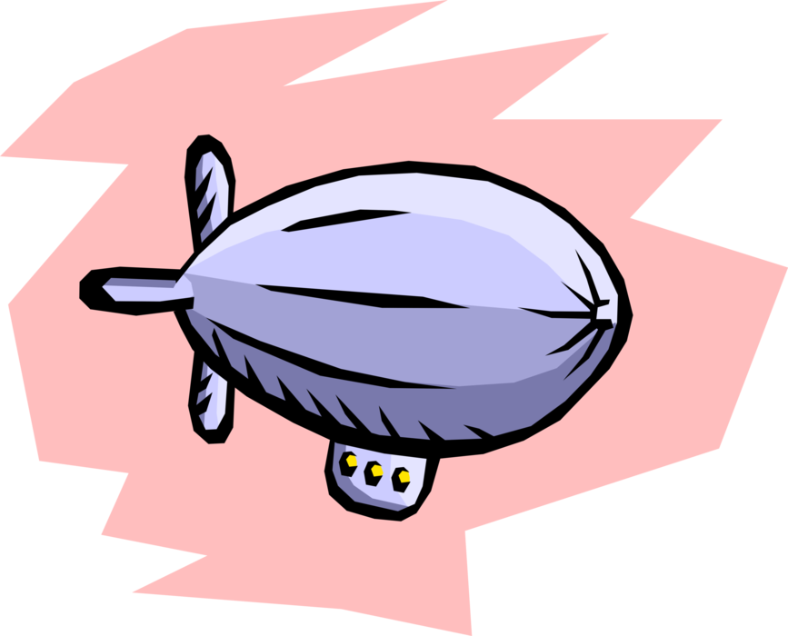 Vector Illustration Of Dirigible Or Blimp Airship Lighter - Cartoon Clipart (867x700), Png Download