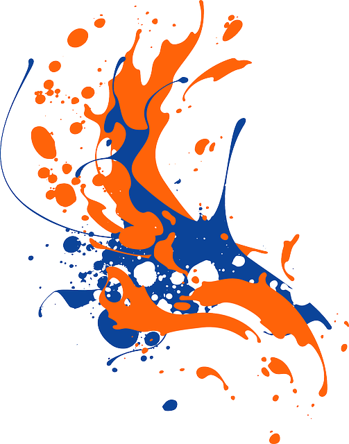 Image Black And White Library Fountain Vector Percikan - Blue And Orange Color Splash Clipart (503x640), Png Download