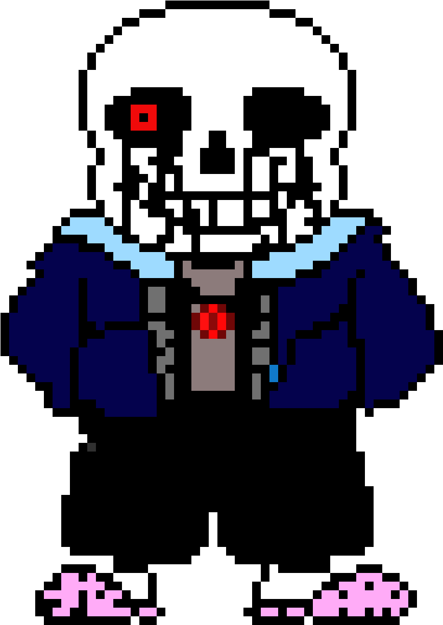 Killer Sans - Sans Pixel Art Black And White Clipart (2635x1343), Png Download