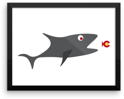 Shark Eats Colorado C Fish Framed Poster - Cartilaginous Fish Clipart (600x600), Png Download