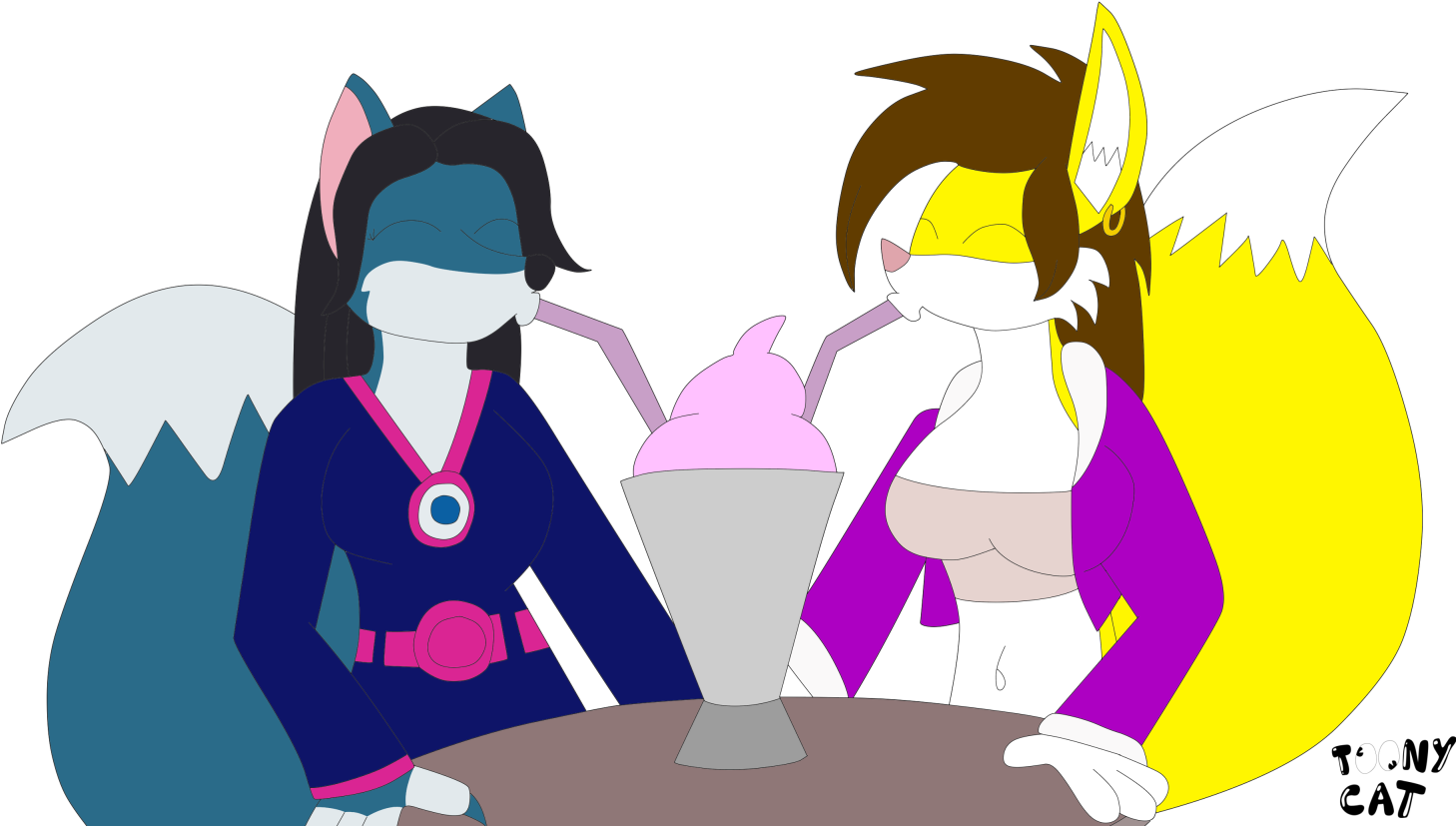 Milkshake For Two - Cartoon Clipart (1527x854), Png Download