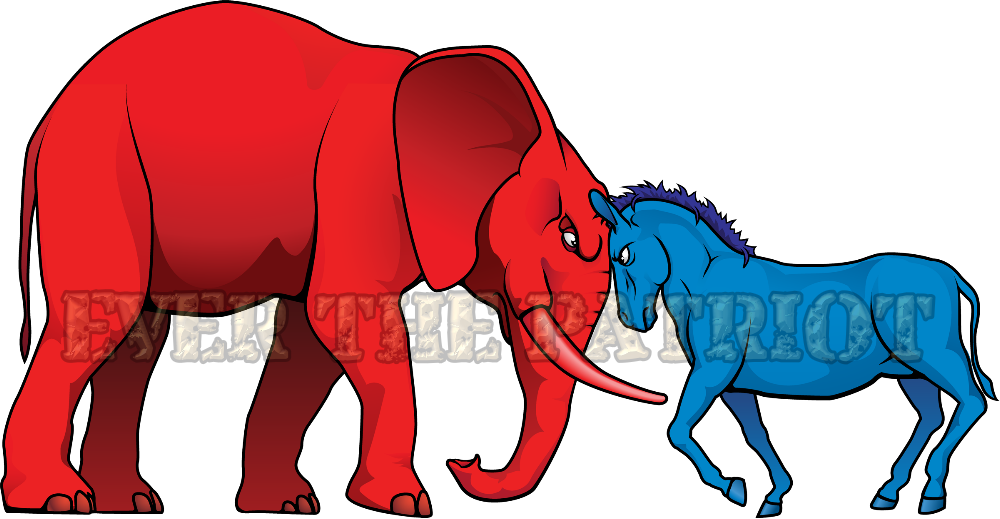 Stubborn Politics Dysfunction - Red Vs Blue Usa Clipart (1000x519), Png Download