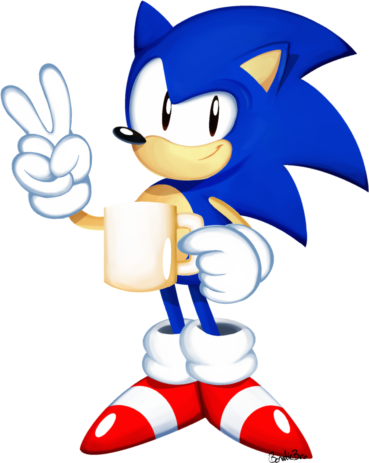 Artist In Training Sonic With Some Joe And Two Sonics Clipart (1280x1611), Png Download