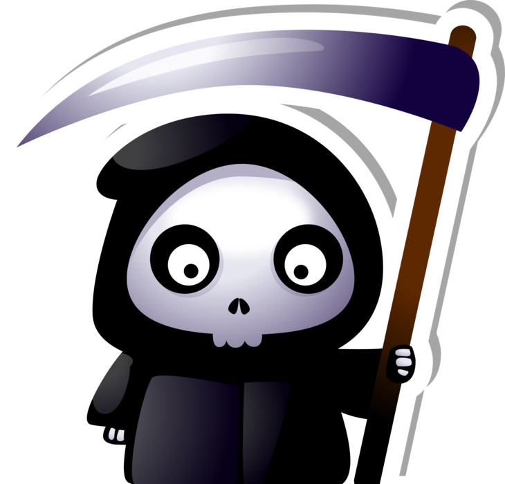 Cute Grim Reaper With Scythe Sticker - Cute Grim Reaper Png Clipart (730x700), Png Download