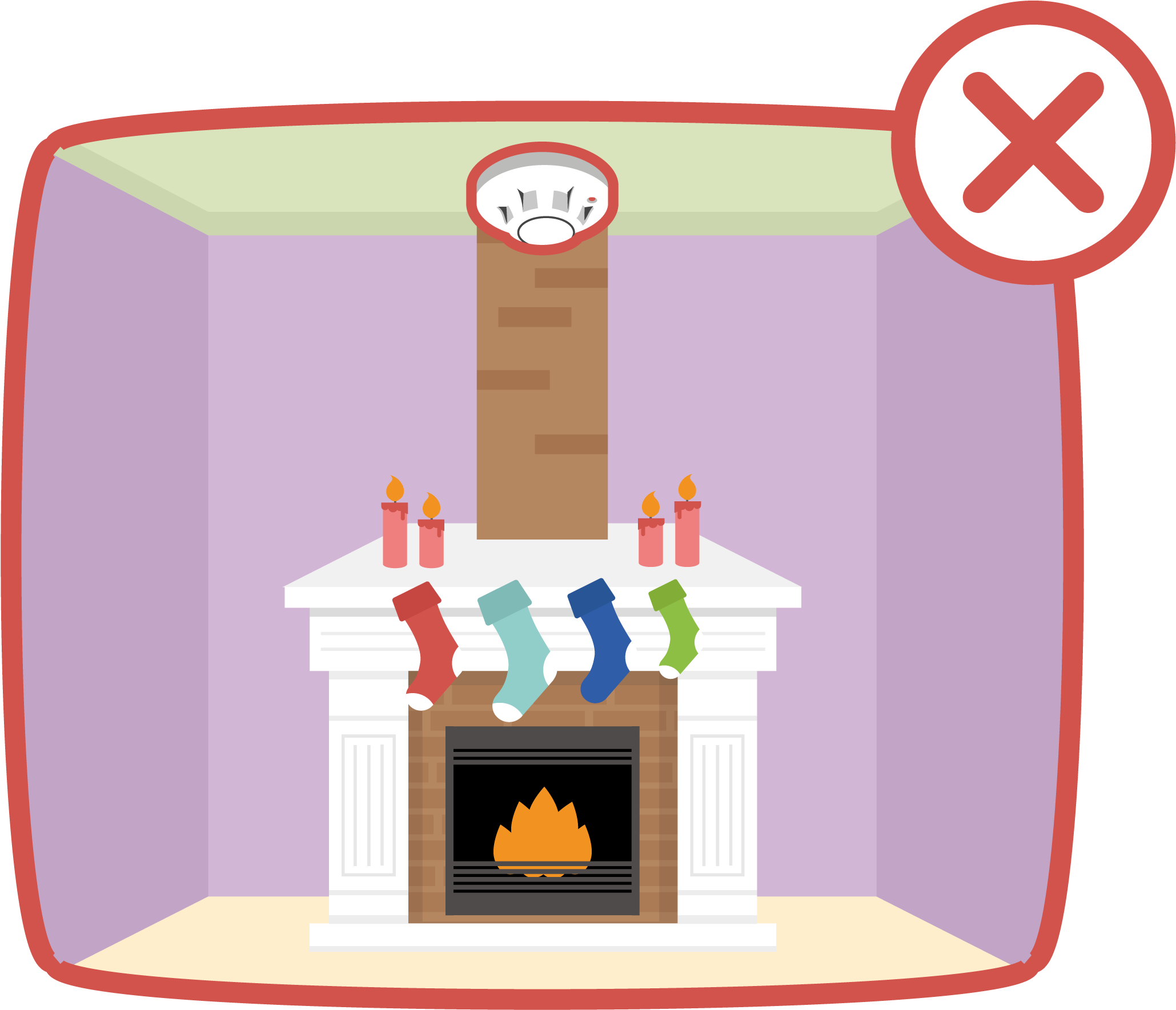 Smoke Detector Fireplace - Cartoon Clipart (2517x2167), Png Download