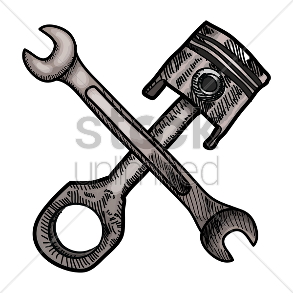 Piston Wrench Clipart Spanners Tool Clip Art - Piston And Wrench Clip Art - Png Download (600x600), Png Download