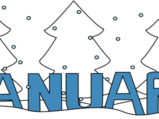 Teacher Clipart January - January Clip Art Black And White - Png Download (640x480), Png Download